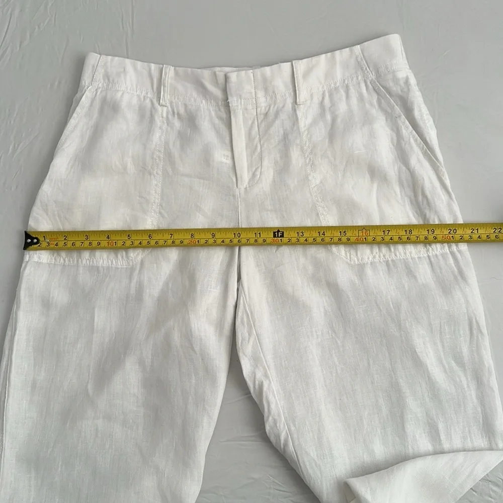 Banana Republic white unlined lightweight linen wide leg palazzo pants